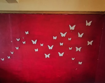 25 butterflies, handmade porcelain wall art