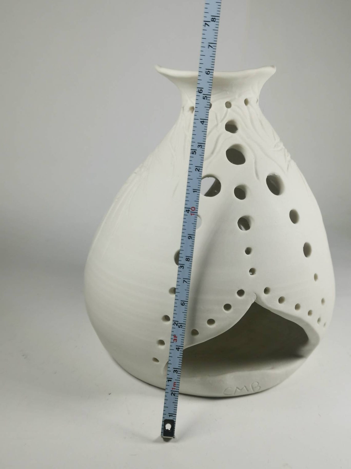 Handmade Hand Carved Porcelain Lantern, Wheel Thrown Candle or Fairy ...
