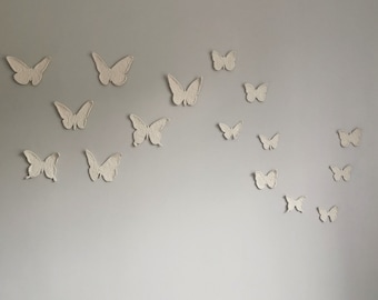 Handmade Porcelain Butterfly Wall Art, Set of 16