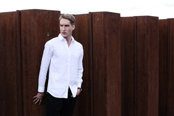Mens Casual Linen Shirts Jonas Mens White Linen Shirts Etsy