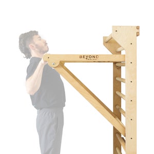 Personal Training Stations: Wood Swedish Ladder Stall Bars with Adjustable Pull-Up Dip Bar