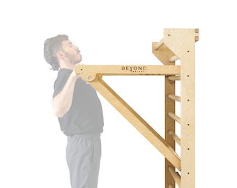 Personal Training Stations: Wood Swedish Ladder Stall Bars with Adjustable Pull-Up Dip Bar