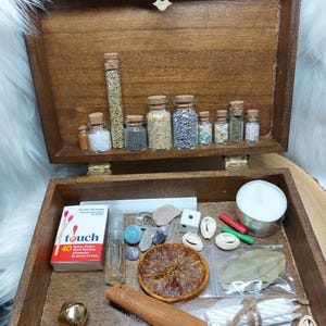Starter Beginner Altar Box Kit Stained  Wood  Altar Box with Metal Corners And Latch for a lock (not included)