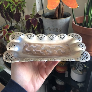 Vintage Silver & Copper Trinket Tray Jewelry Dish Decorative Tray