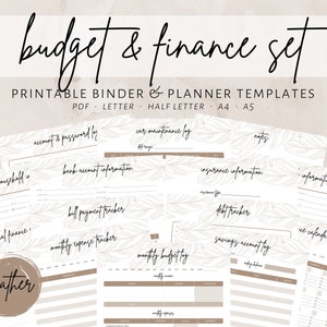 Budget & Finance Set // Feather // Binder Printables // Instant Download // budget, finance, debt, bank, home, automobile
