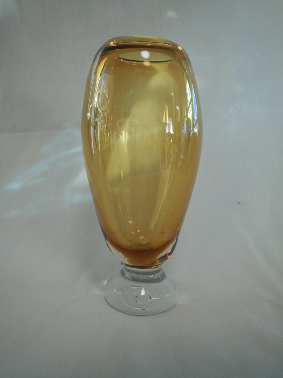 Amber Hand Blown Glass Vase Etsy