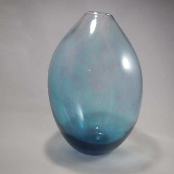 Hand blown pale aqua/lagoon blue glass vase