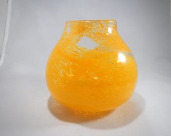 Hand Blown Glass Vase, Orange Swirl, Decorative Vase