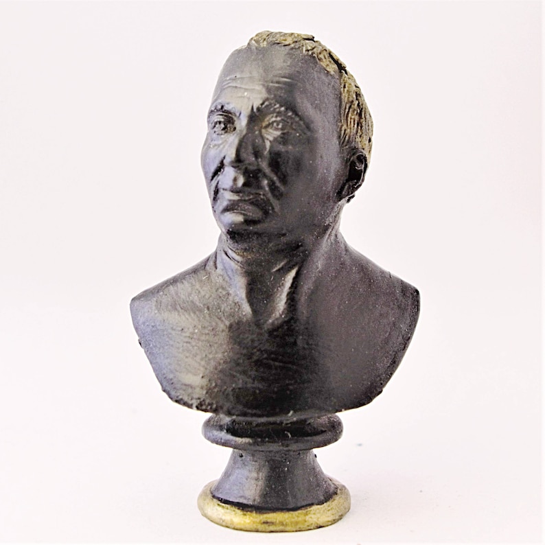 Miniature handmade bust of Denis Diderot, Dollhouse bust, scale 1:12, hand painted miniature bust, Limited edition art sculpture, Gypsum art image 2