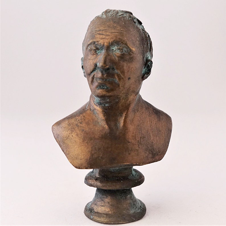 Miniature handmade bust of Denis Diderot, Dollhouse bust, scale 1:12, hand painted miniature bust, Limited edition art sculpture, Gypsum art image 1