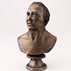 Miniature handmade bust of Denis Diderot, Dollhouse bust, scale 1:12, hand painted miniature bust, Limited edition art sculpture, Gypsum art image 3