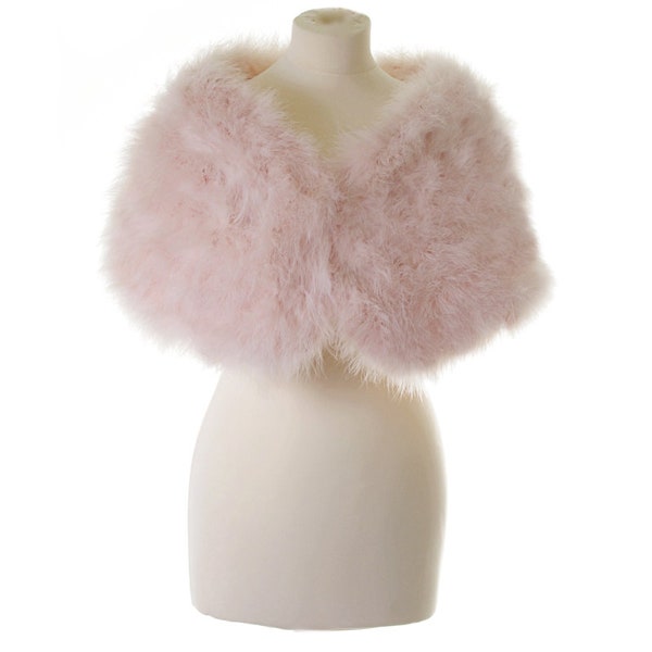 Marabou Feather Bridal Wrap, Bridal Stole, Pink Wedding Stole, Bridal Shrug, Bridal Cover Up, Marabou Feather Wrap, Winter Wedding Stole, 46