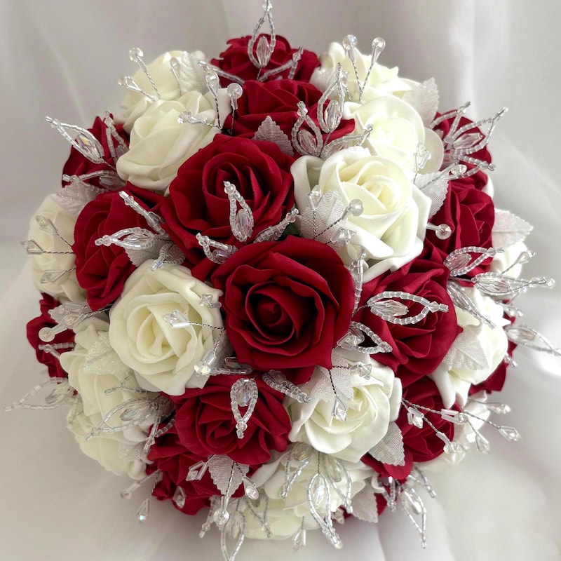 Red Rose Wedding Bouquet - Etsy