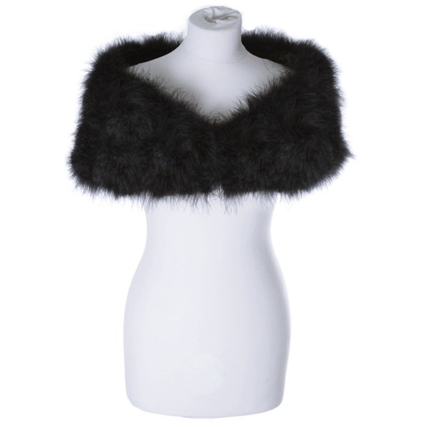 Marabou Feather Bridal Stole, Bridal Wrap, Black Wedding Stole, Bridal Shrug, Bridal Cover Up, Marabou Feather Wrap, Winter Wedding Stole 37