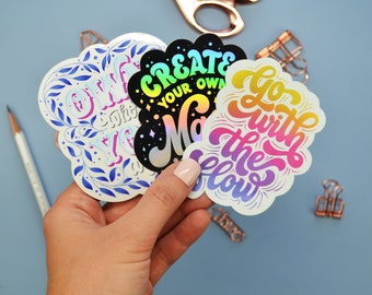 Motivational Stickers 3 Pack | Lettering Art Sticker | Decals | Decorative Stickers | Motivational Quote | Unique Gift | Holographic Sticker