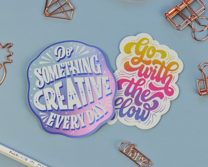 Colorful Sticker 2 Pack Decals Motivational Stickers Creative Stickers Unique Gift Vinyl Stickers Mirror Matte Stickers image 3