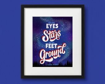 Keep your Eyes on the Stars Art Print | Lettering Art | Inspirational Quote | Motivational Print | Unframed