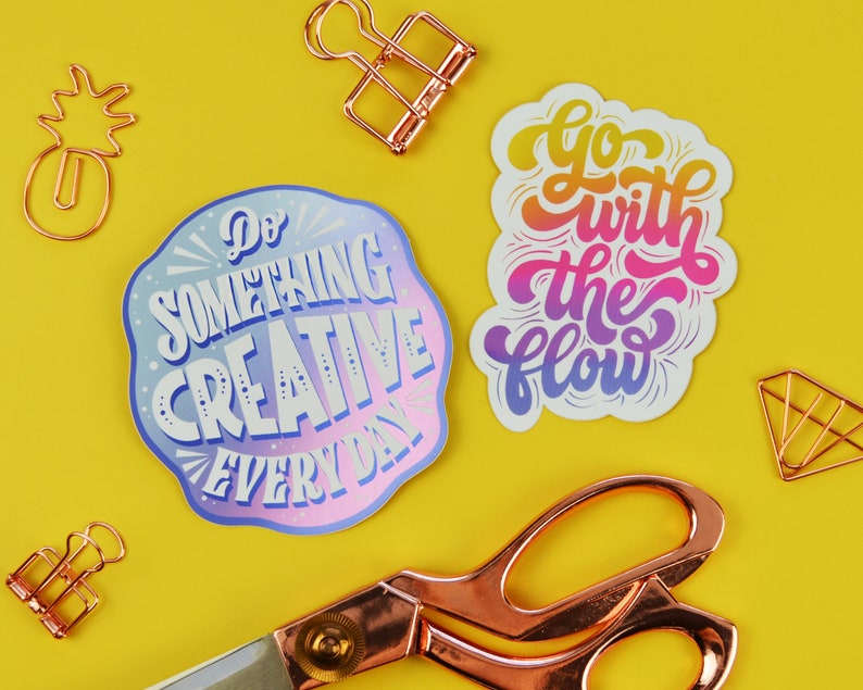 Colorful Sticker 2 Pack Decals Motivational Stickers Creative Stickers Unique Gift Vinyl Stickers Mirror Matte Stickers image 1