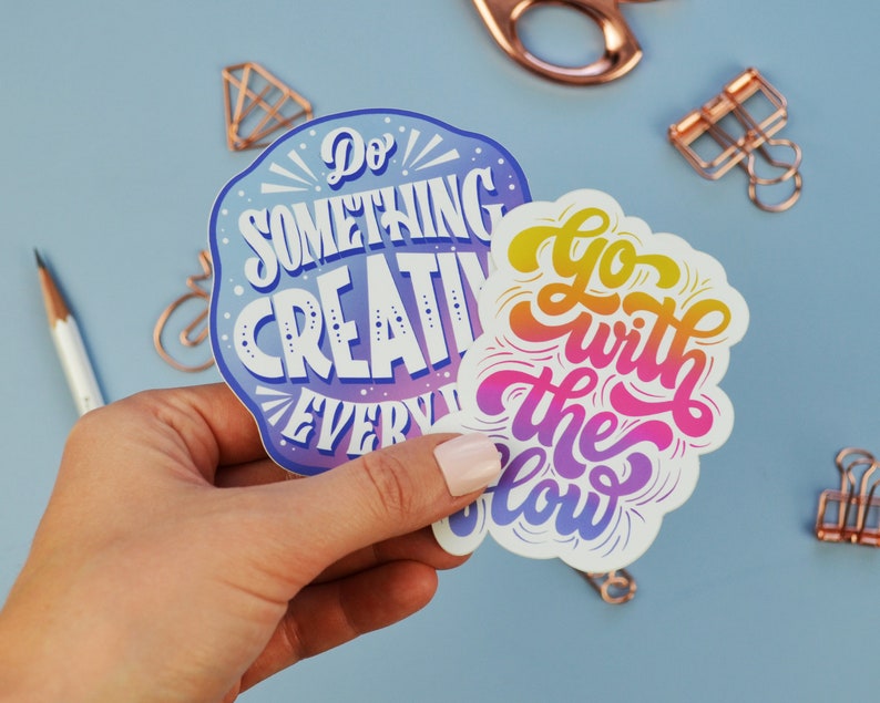 Colorful Sticker 2 Pack Decals Motivational Stickers Creative Stickers Unique Gift Vinyl Stickers Mirror Matte Stickers image 2