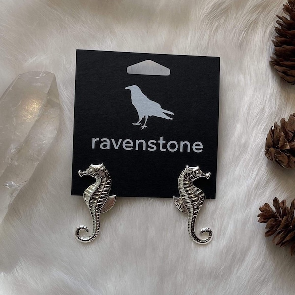 The Silver Seahorse Stud Earrings  | Ravenstone | Nickel-Free Jewelry