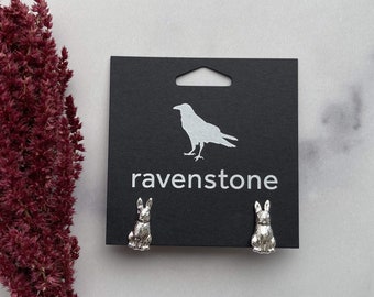 The Silver Rabbit Stud Earrings  | Ravenstone | Nickel-Free Jewelry