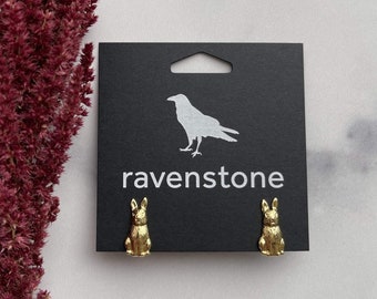 The Golden Rabbit Stud Earrings  | Ravenstone | Nickel-Free Jewelry