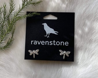 The Silver Dragonfly Stud Earrings  | Ravenstone | Nickel-Free Jewelry