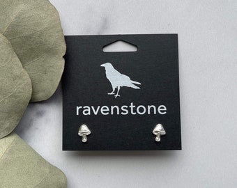 The Silver Mushroom Stud Earrings  | Ravenstone | Nickel-Free Jewelry