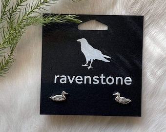 The Silver Duck Stud Earrings  | Ravenstone | Nickel-Free Jewelry