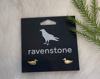 The Golden Duck Stud Earrings  | Ravenstone | Nickel-Free Jewelry