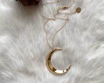 The Golden Crescent Moon Necklace | Ravenstone | Nickel-Free Jewelry