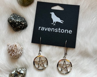 The Silver Pentacle Earrings | Ravenstone | Nickel-Free Jewelry