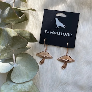 The Rose Gold Shiitake Mushroom Earrings | Ravenstone | Nickel-Free Jewelry