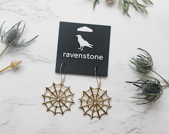 The Golden Spiderweb Earrings | Ravenstone | Nickel-Free Jewelry