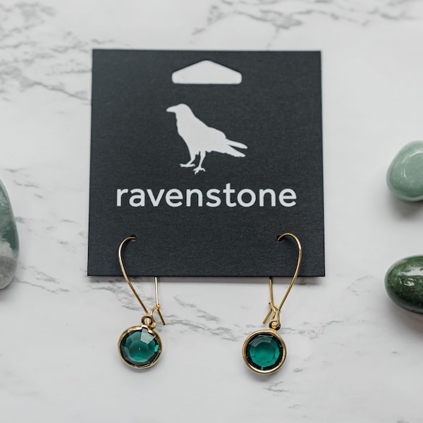 The Vintage Green Gem Earrings | Ravenstone | Nickel-Free Jewelry