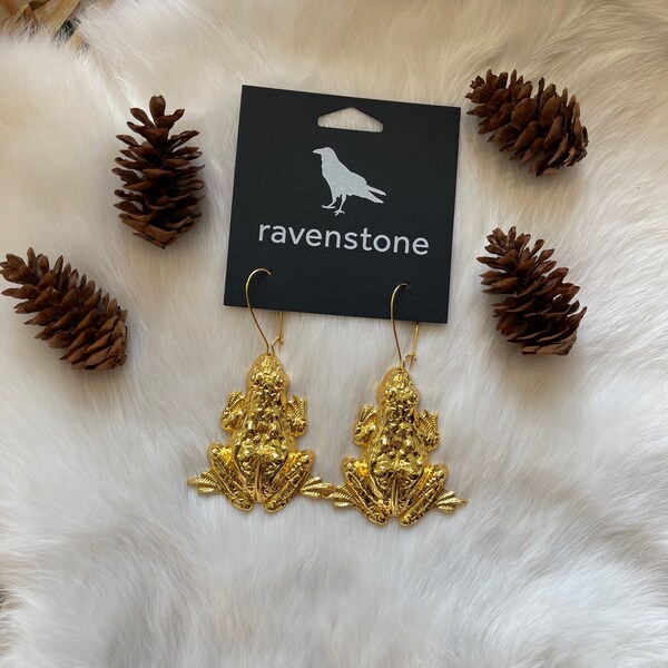 LIMITED EDITION | The 24K Golden Toad Earrings | Ravenstone | Nickel-Free Jewelry