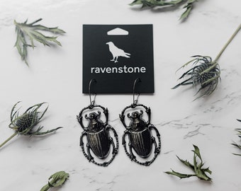 The Midnight Scarab Earrings | Ravenstone | Nickel-Free Jewelry