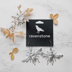 The Silver Honey Bee Earrings | Ravenstone | Nickel-Free Jewelry