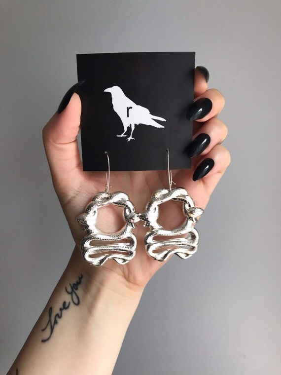 The Silver Serpent Earrings Ravenstone Earrings Etsy