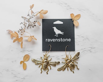 The Golden Honey Bee Earrings | Ravenstone | Nickel-Free Jewelry