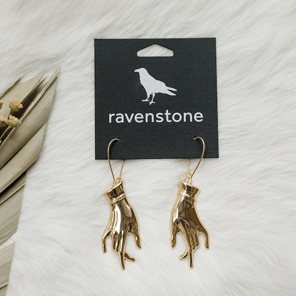 The Golden Hand Earrings | Ravenstone | Nickel-Free Jewelry