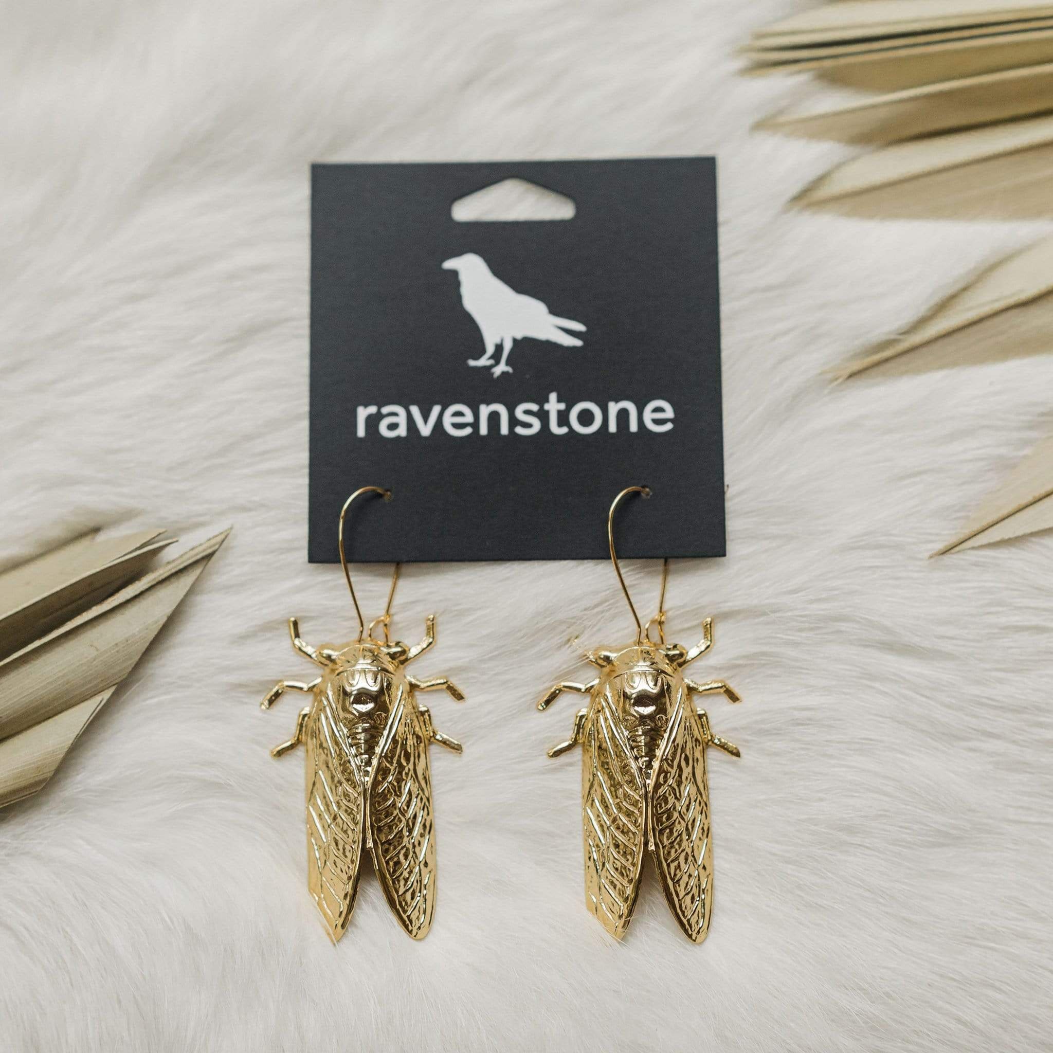 The Golden Cicada Earrings Ravenstone Nickel-Free Jewelry - Etsy 日本