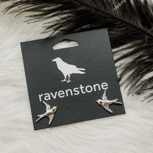 The Silver Swallow Stud Earrings | Ravenstone | Nickel-Free Jewelry