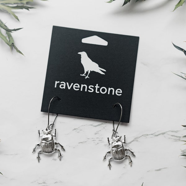 The Silver Beetle Babe Earrings | Ravenstone | Nickel-Free Jewelry