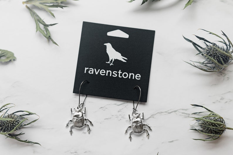 The Silver Beetle Babe Earrings Ravenstone Nickel-Free Jewelry image 1