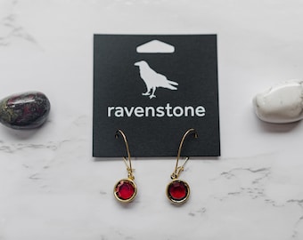 The Vintage Red Gem Earrings | Ravenstone | Nickel-Free Jewelry
