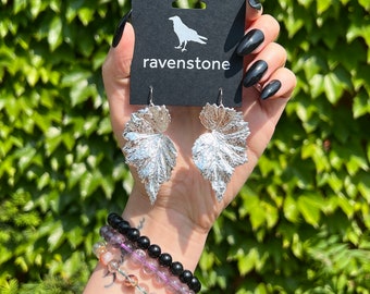 The Silver Begonia Leaf Earrings | Ravenstone | Nickel-Free Jewelry