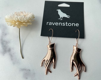 The Rose Gold Hand Earrings | Ravenstone | Nickel-Free Jewelry