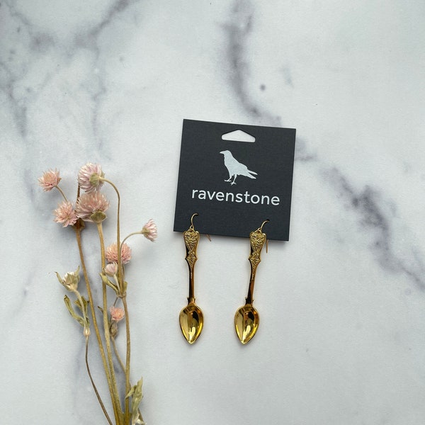 LIMITED EDITION | The Little 24K Golden Spoon Earrings | Ravenstone | Nickel-Free Jewelry