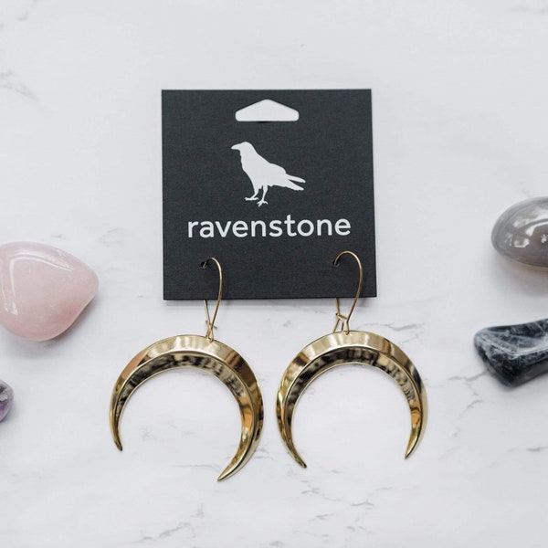 The Big Golden Moon Earrings | Ravenstone | Nickel-Free Jewelry